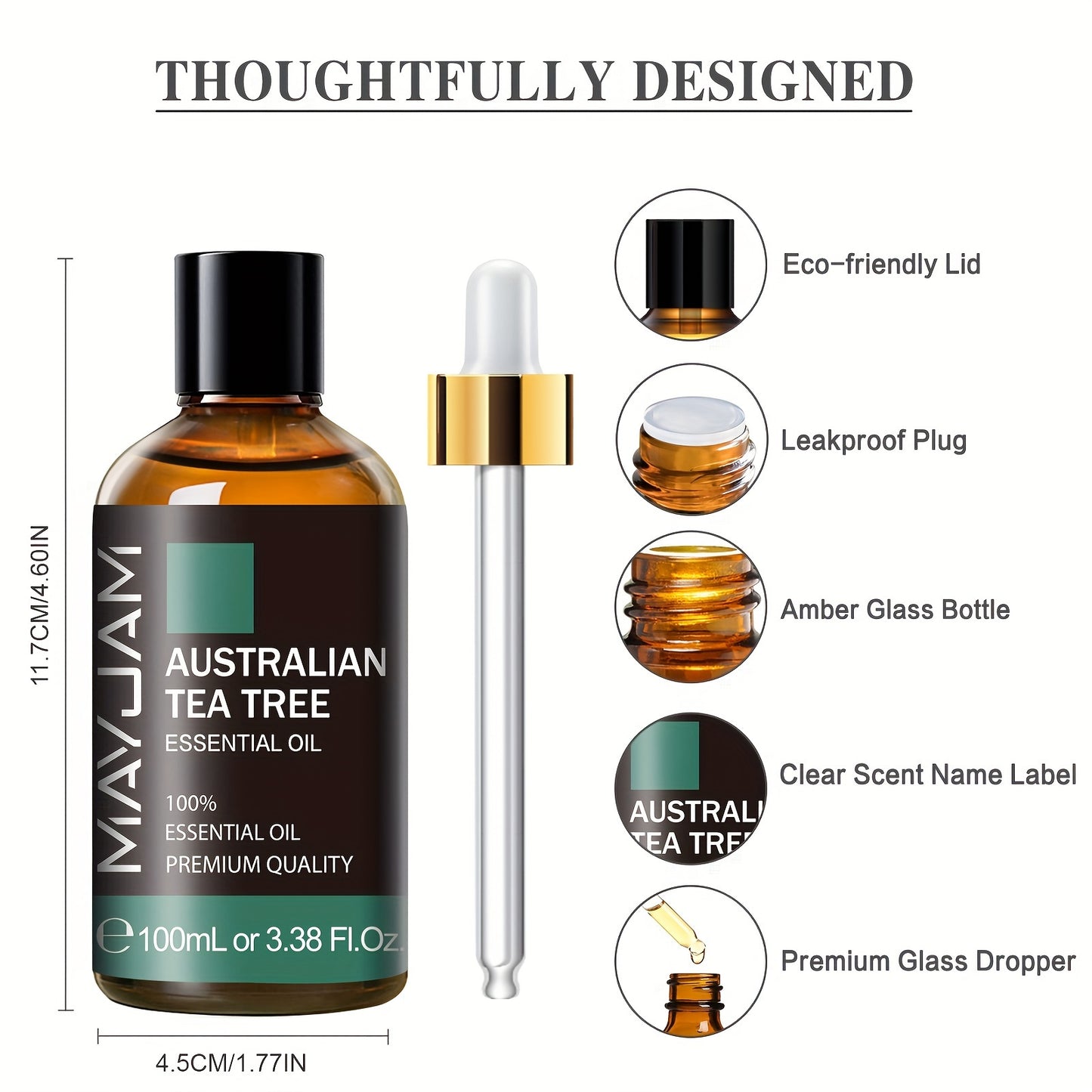 MAYJAM 1pc 100ml/3.38Fl.Oz Australian Tea Tree Essential Oils For Reed Diffusers Humidifier