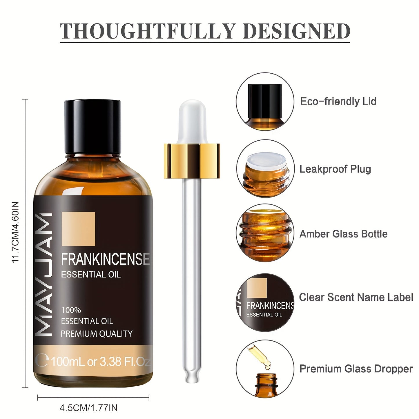 MAYJAM 1pc 100ml/3.38Fl.Oz Frankincense Essential Oils For Reed Diffusers Humidifier