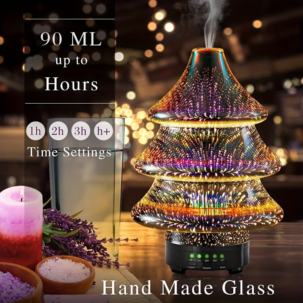 Aromatherapy Essential Oil Diffuser Rotatable Christmas Tree Essential Oil Humidifier Cool Mist Aroma Diffuser Noiseless Diffuser Waterless Diffuser Auto-Off Time Setting Diffuser For Home Office