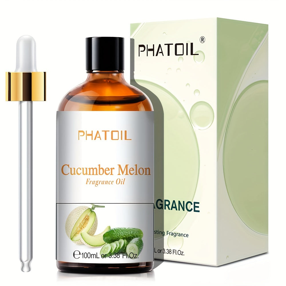 1pcs 100ml/3.38fl.Oz PHATOIL Cucumber Melon Fruit Fragrance Oil for Diffusers, Humidifiers, Soap Making with Refreshing Aroma