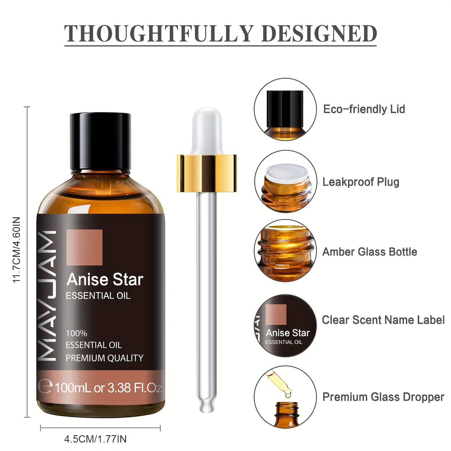 MAYJAM 1pc 100ml/3.38Fl.Oz Anise Star Essential Oils For Reed Diffusers Humidifier