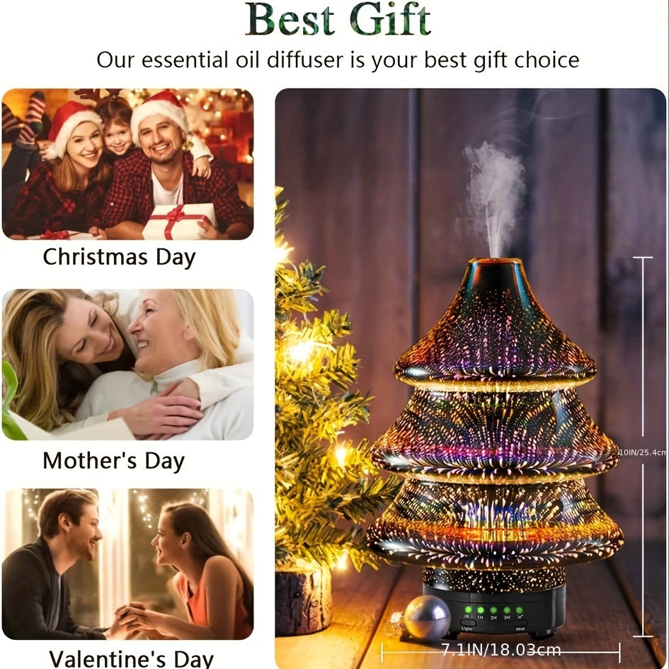 Aromatherapy Essential Oil Diffuser Rotatable Christmas Tree Essential Oil Humidifier Cool Mist Aroma Diffuser Noiseless Diffuser Waterless Diffuser Auto-Off Time Setting Diffuser For Home Office