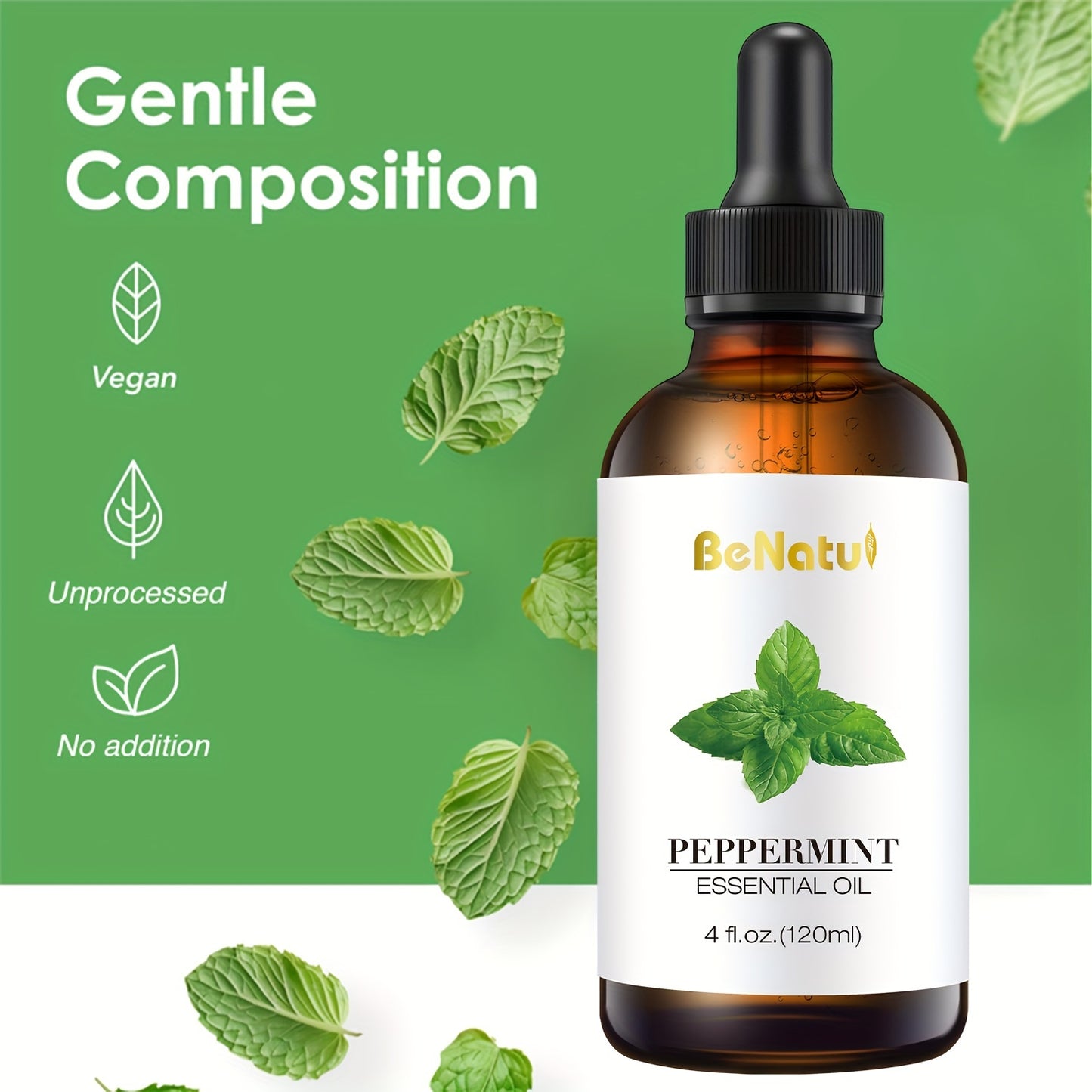 120ml Soothing Peppermint Essential Oil - Hydrate, Refresh, and Nourish Dry Skin and Hair with This Gentle, Hypoallergenic, and Moisturizing Unisex Solution for All Skin Types