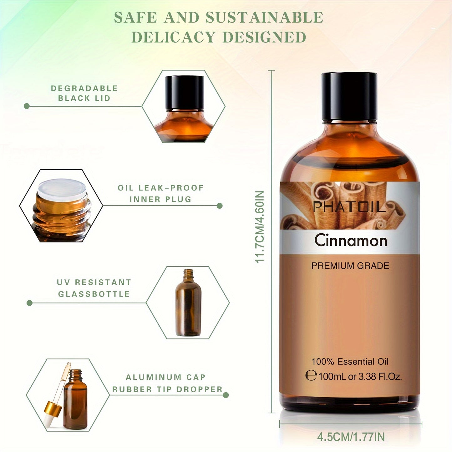 1 Bottle of 100ml Pure Cinnamon Essential Oil for Aromatherapy, Diffusers & Humidifiers