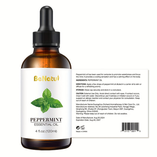 120ml Soothing Peppermint Essential Oil - Hydrate, Refresh, and Nourish Dry Skin and Hair with This Gentle, Hypoallergenic, and Moisturizing Unisex Solution for All Skin Types